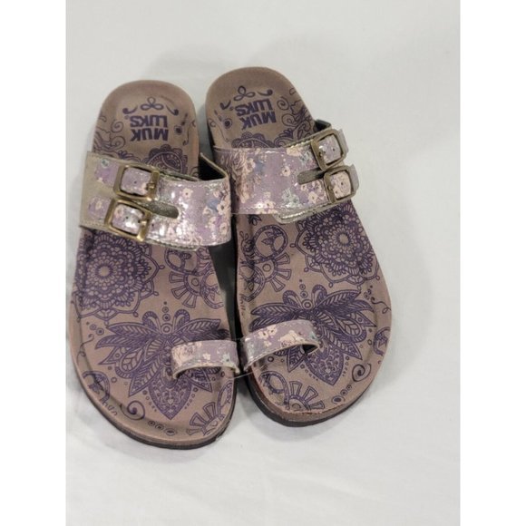 MukLuks Sandals Women Size 7 Daisy Floral Straps Buckle Nonslip - Picture 5 of 10
